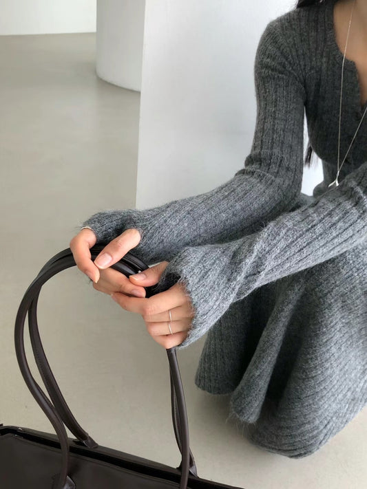 PS101 Long-Sleeve Rib Knit Dress