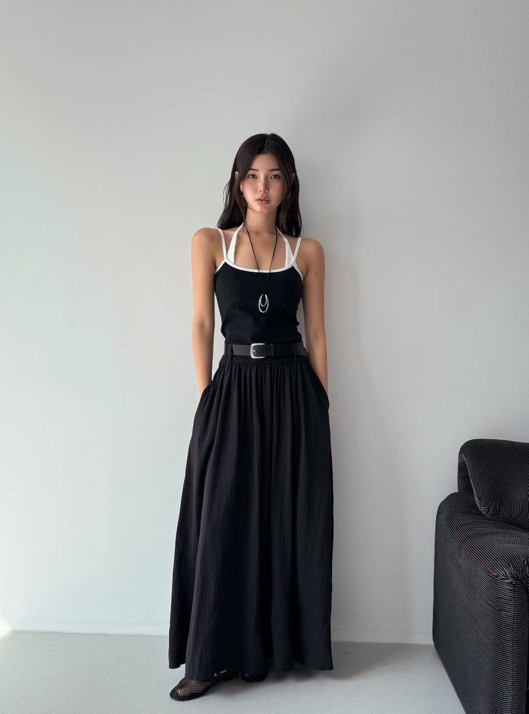 PS107 Coastal Line Dress(w/ belt)