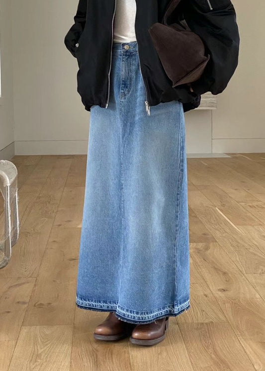 B108 Washed Split Hem Denim Skirt (Display)