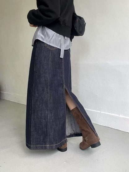 B163 Rail Slit Maxi Skirt
