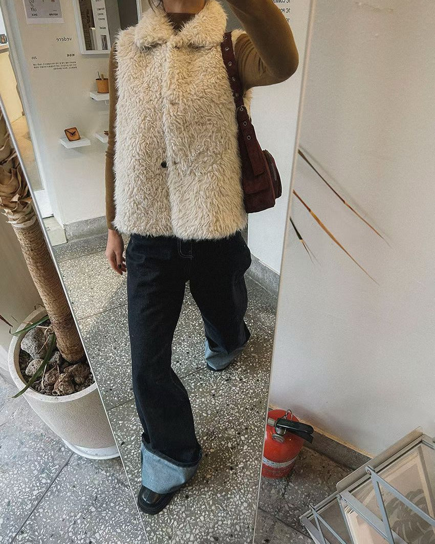 B164 Turn-Up Wide Jeans