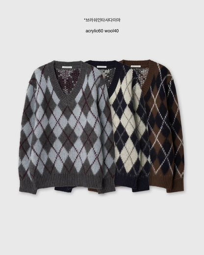 T164 Oxford Argyle Knit