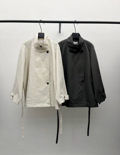 U123 Greige Short Trench Coat