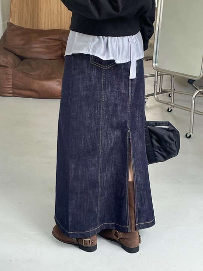 B163 Rail Slit Maxi Skirt