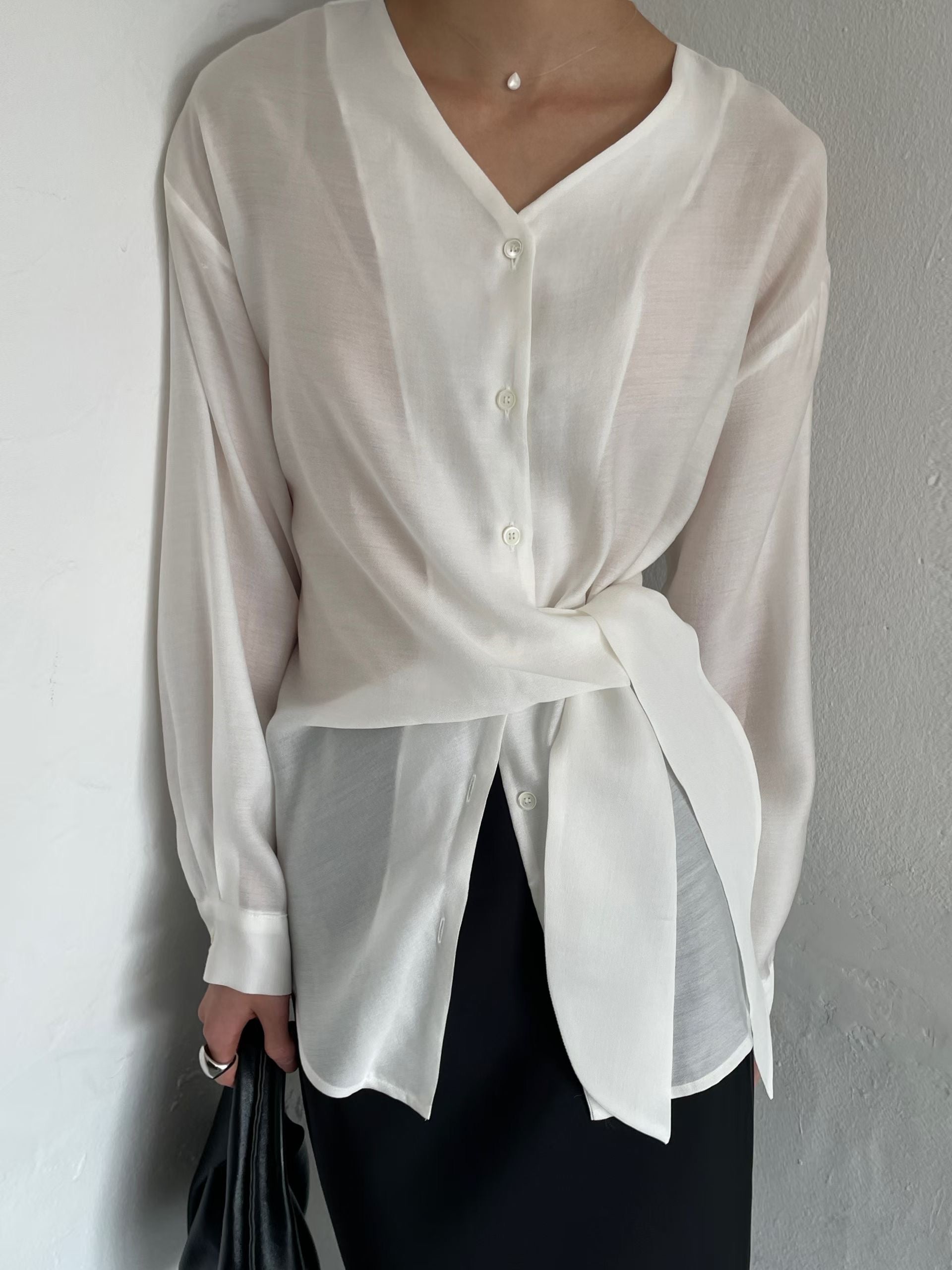 T187 Soft Tie Blouse