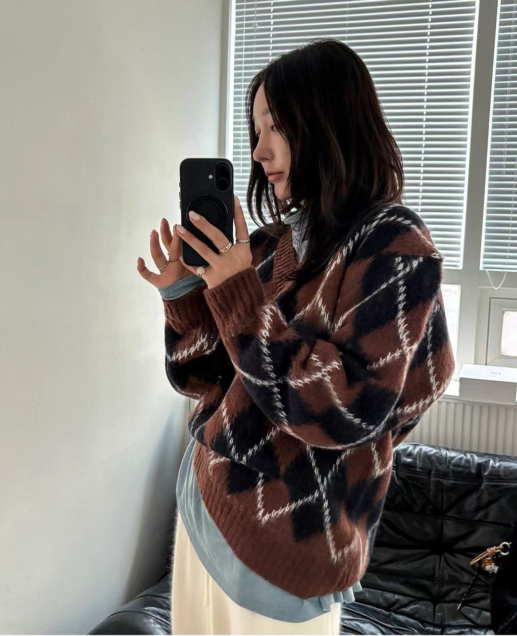 T164 Oxford Argyle Knit