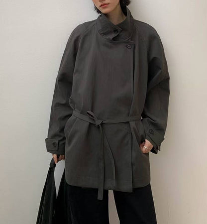 U123 Greige Short Trench Coat