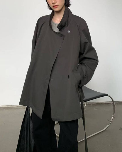 U123 Greige Short Trench Coat