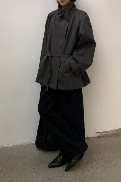 U123 Greige Short Trench Coat