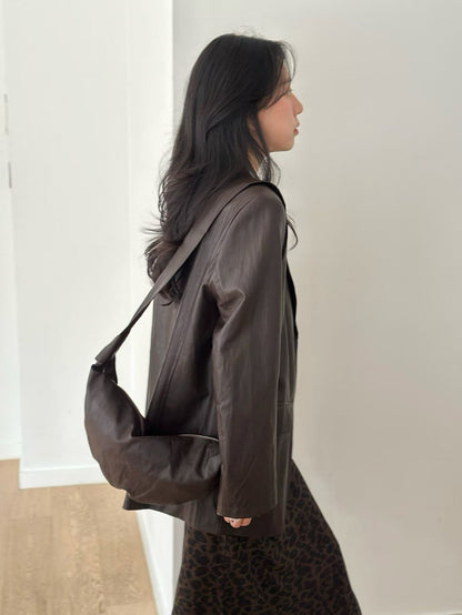 U124 Echo Faux Leather Blazer