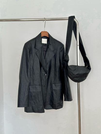 U124 Echo Faux Leather Blazer