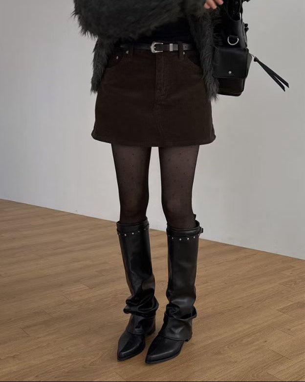 B165 Velour Line Cord Skirt