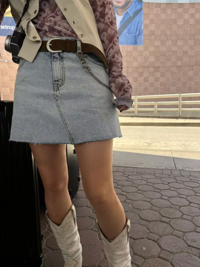 B176 Cowgirl Denim Skort