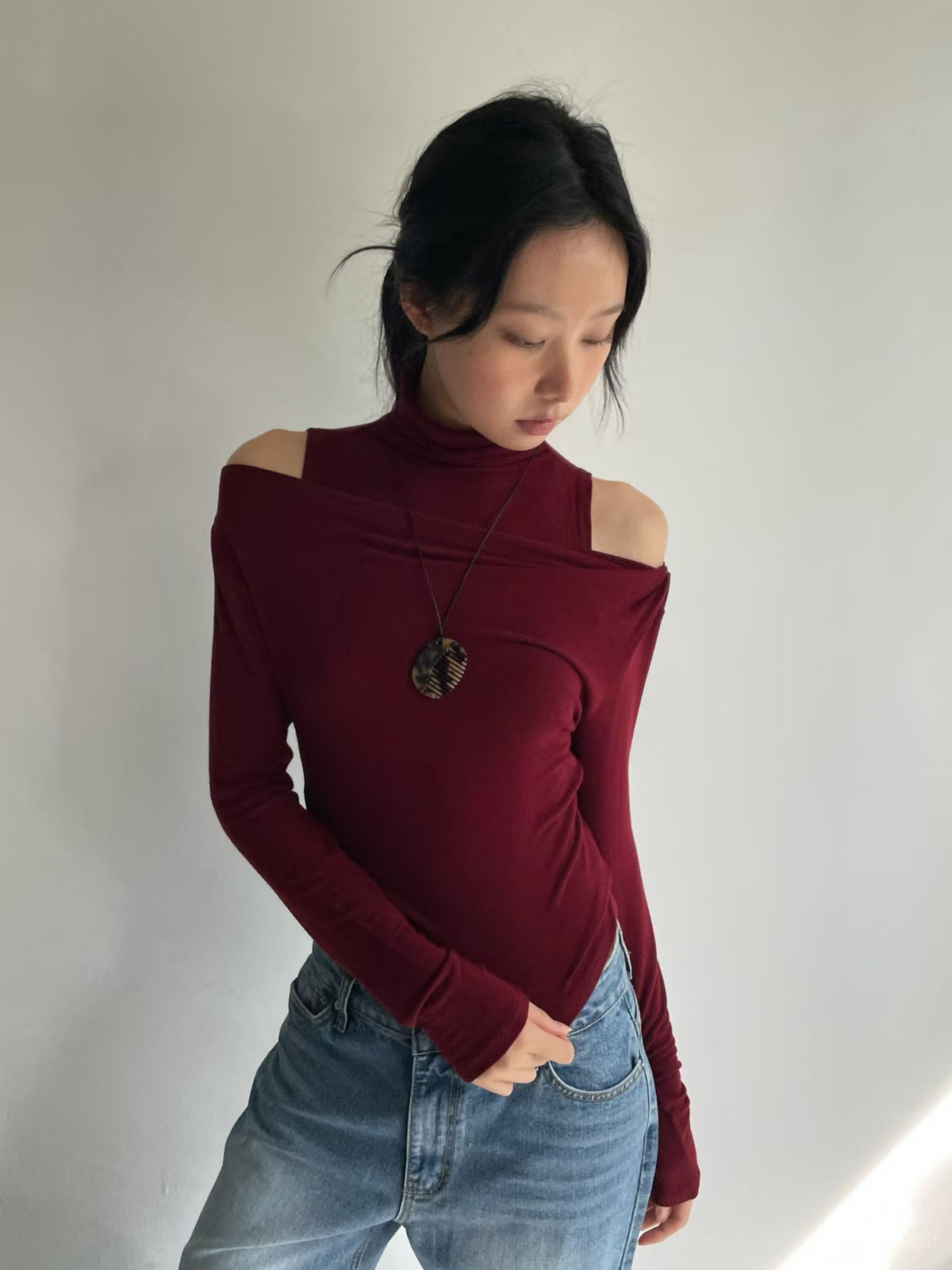 B203 Layered Cut-Out Turtleneck Top product image 5