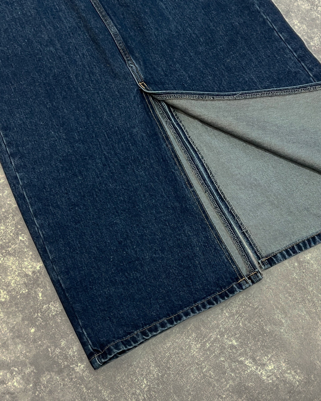 B107 Navy Double Slit Hem Denim Skirt (Display)