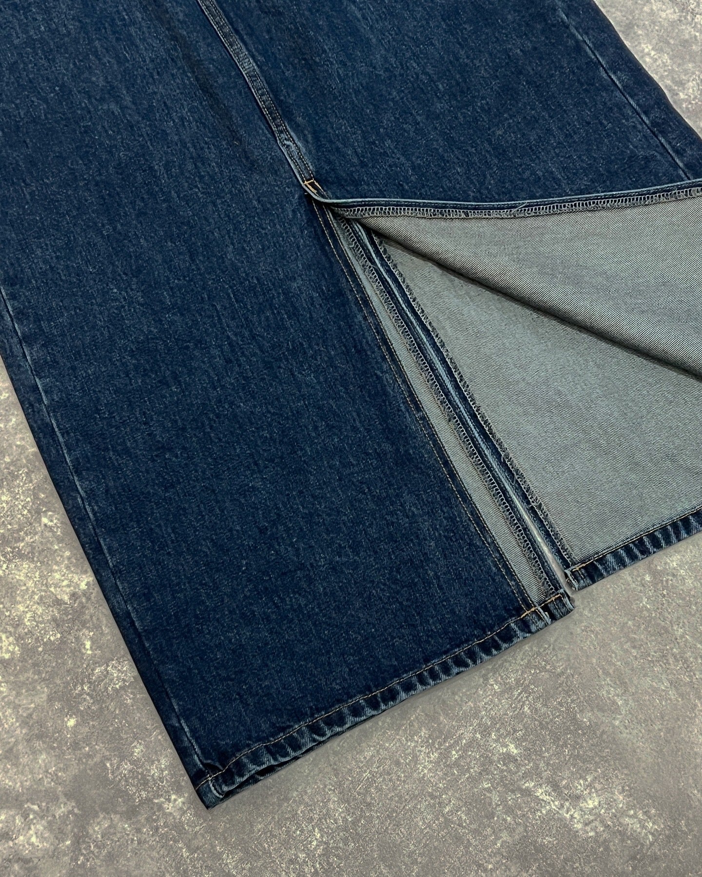 B107 Navy Double Slit Hem Denim Skirt (Display)