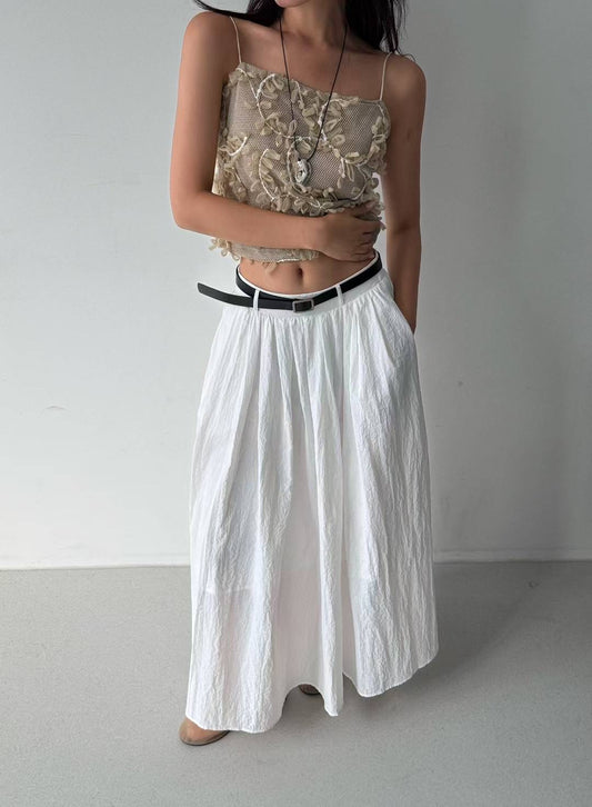 B143 Airy Swing Skirt (w/ belt)