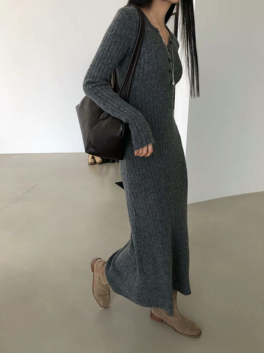 PS101 Long-Sleeve Rib Knit Dress