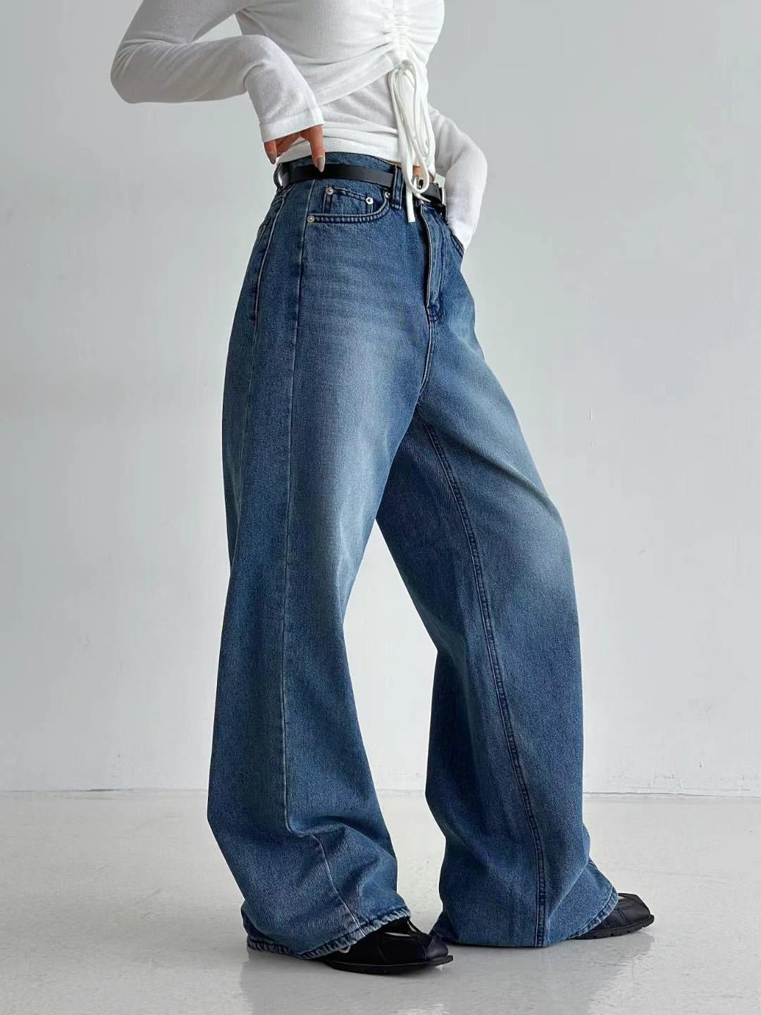 B111 Side Split Wide Leg Jeans