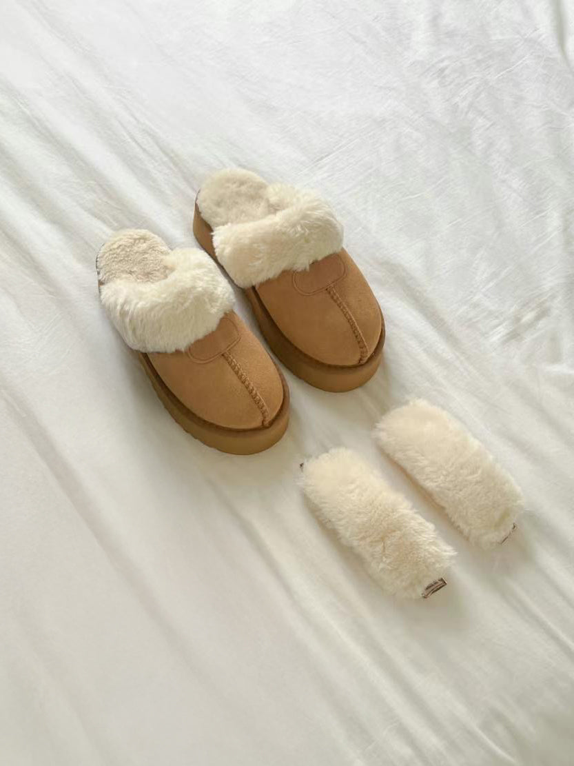 F106 Fuzzy Warm Slippers w/ Strap