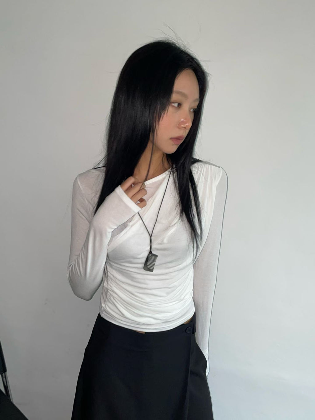 T233 Swayfold Top White drape detail