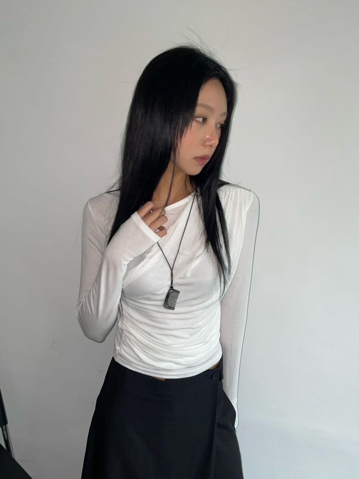 T233 Swayfold Top White drape detail