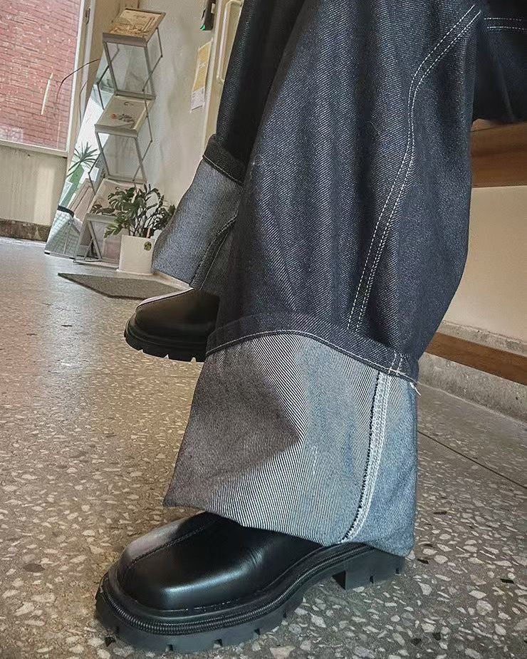 B164 Turn-Up Wide Jeans