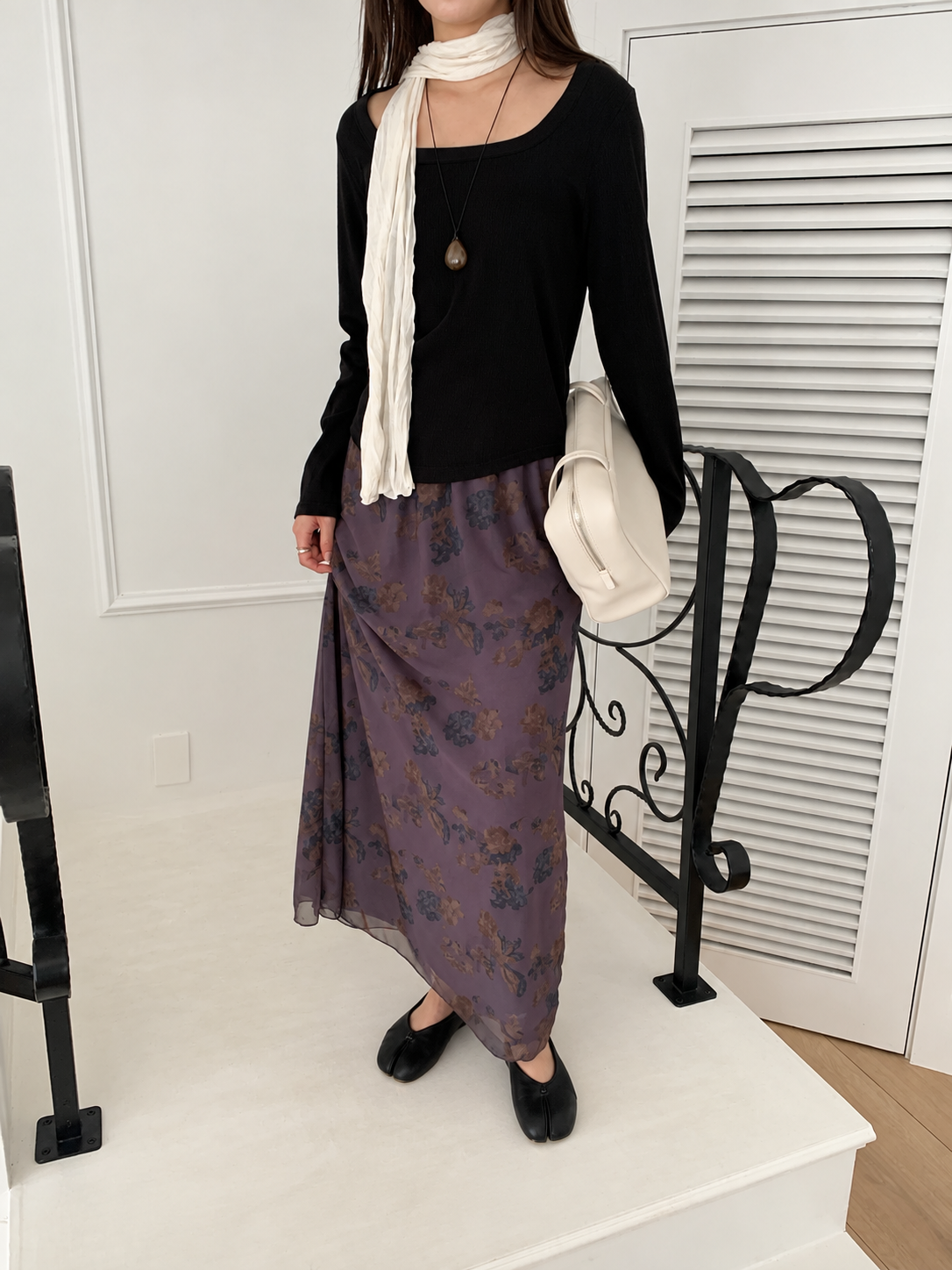 B204 Faded Bloom Skirt - Purple styled