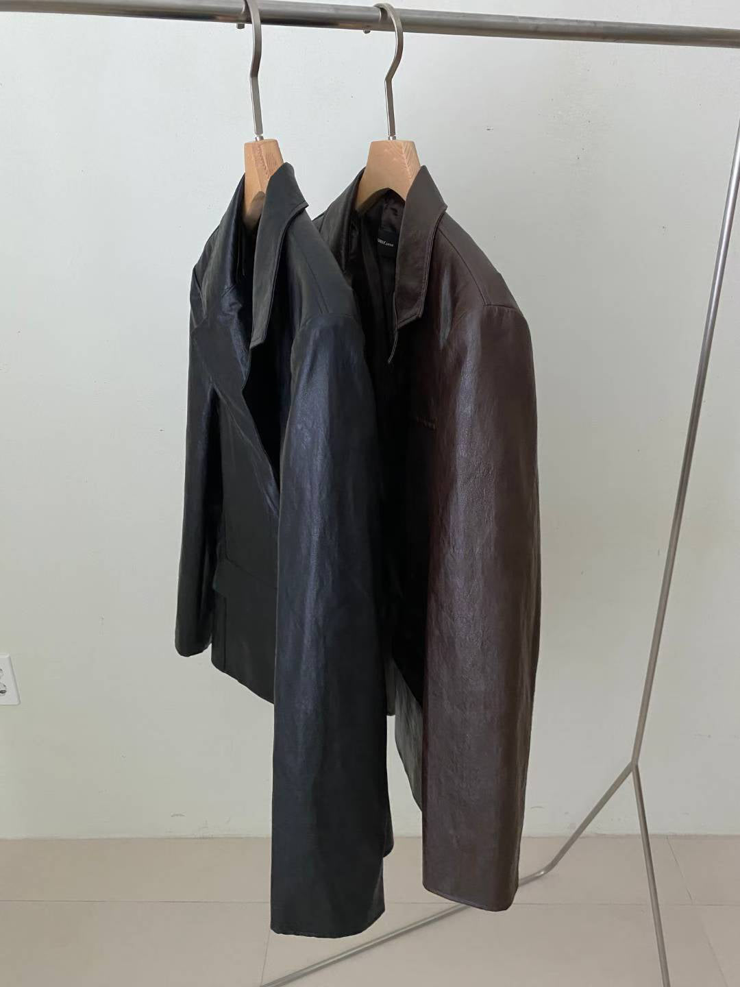 U132 Noir Faux Leather Blazer (Display)