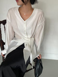 T187 Soft Tie Blouse