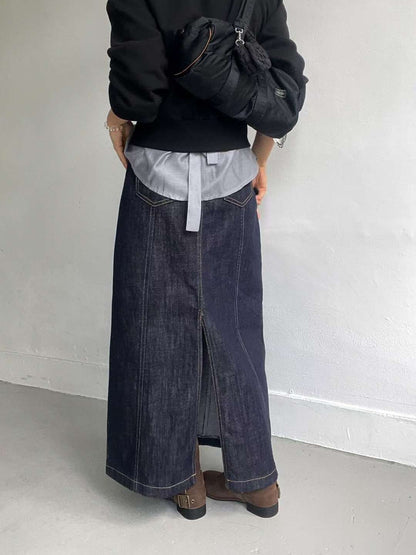 B163 Rail Slit Maxi Skirt