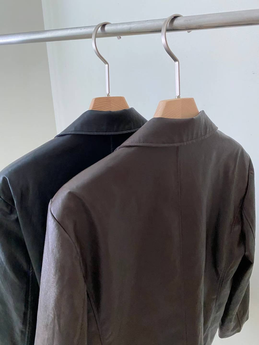 U132 Noir Faux Leather Blazer (Display)