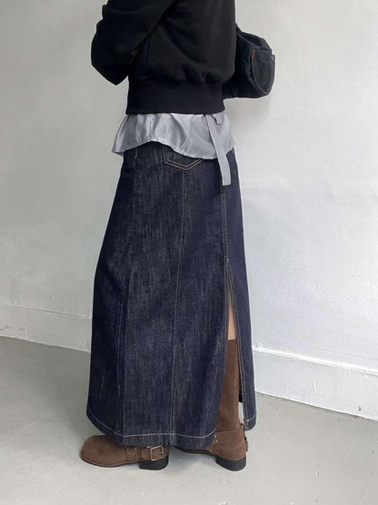B163 Rail Slit Maxi Skirt