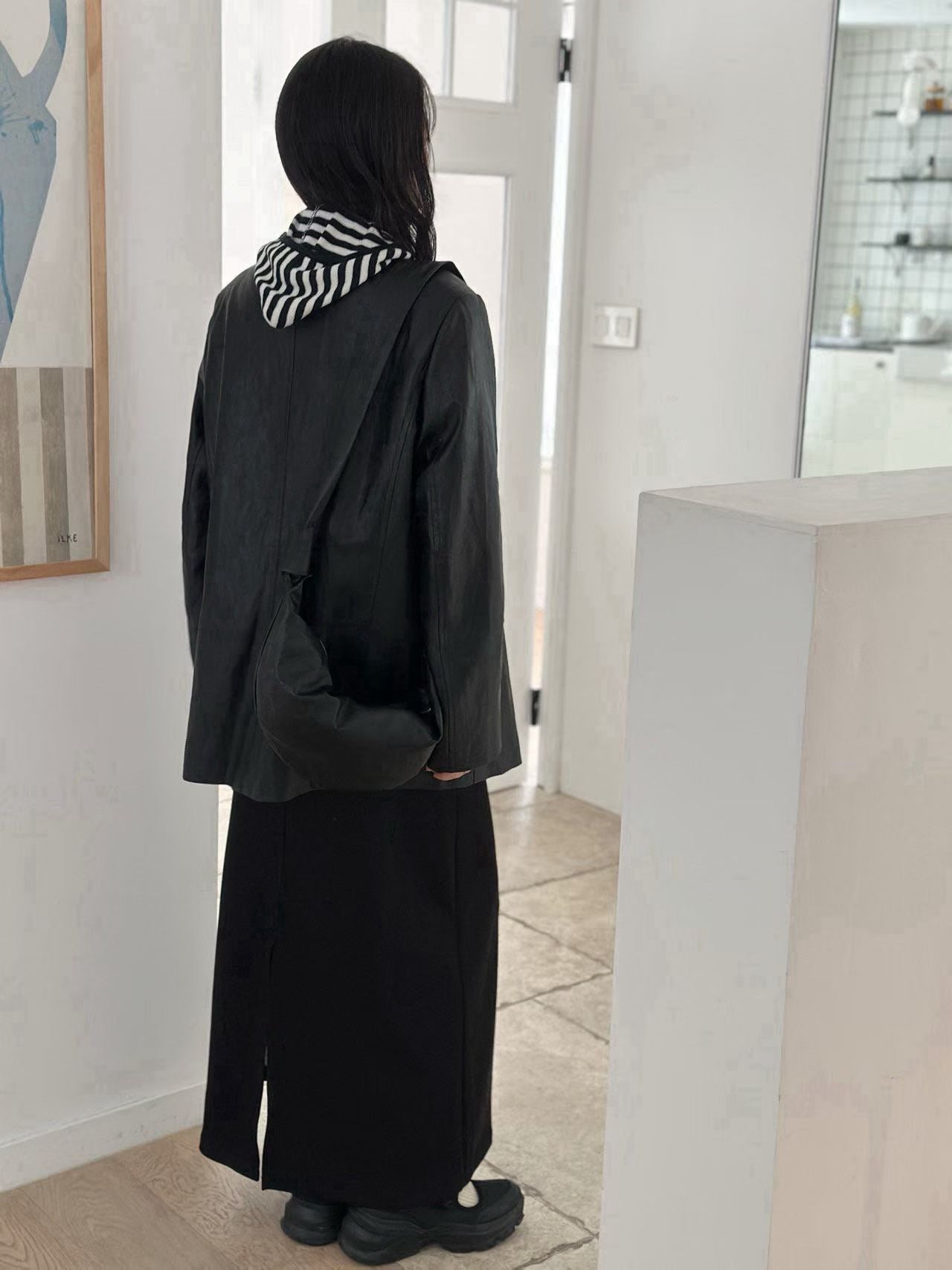 U124 Echo Faux Leather Blazer