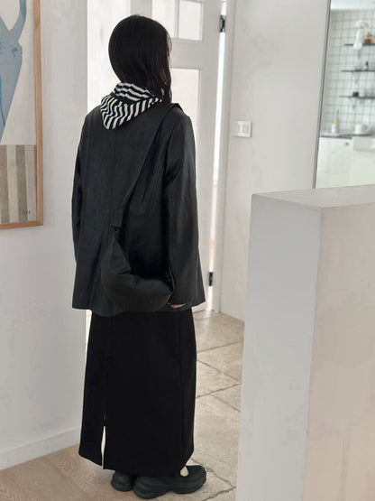 U124 Echo Faux Leather Blazer