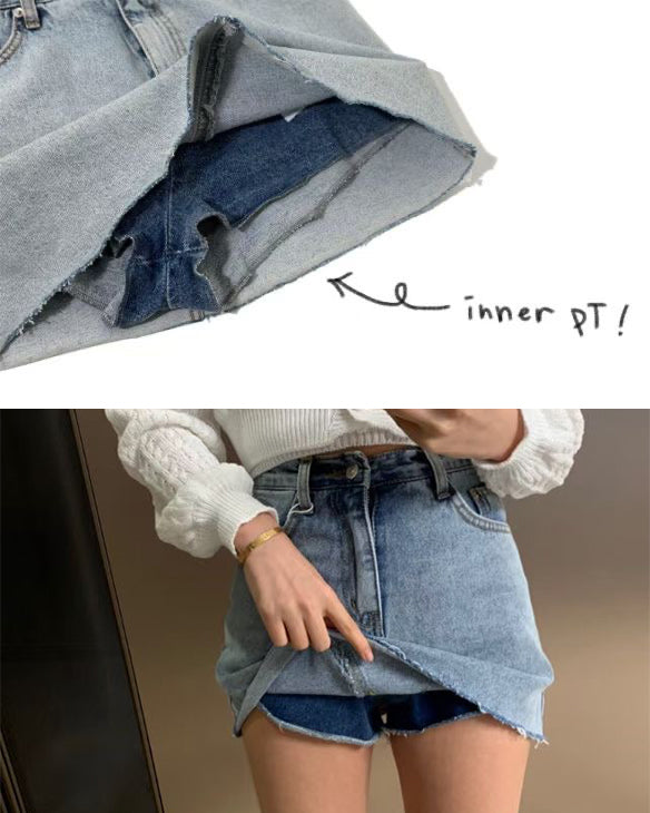 B176 Cowgirl Denim Skort