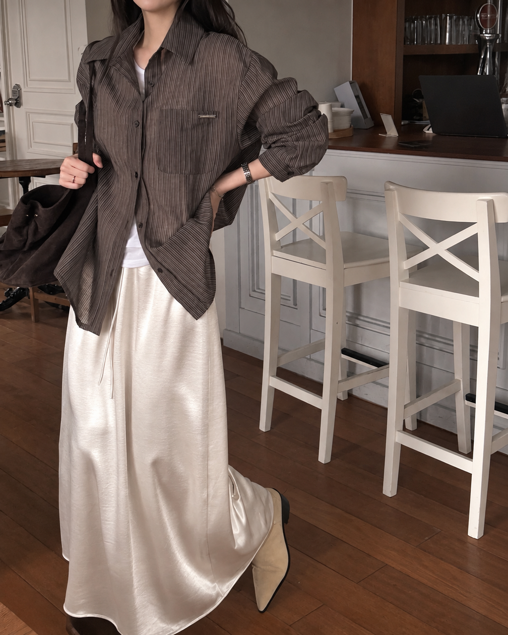 U146 Pressline Stripe Shirt - Brown