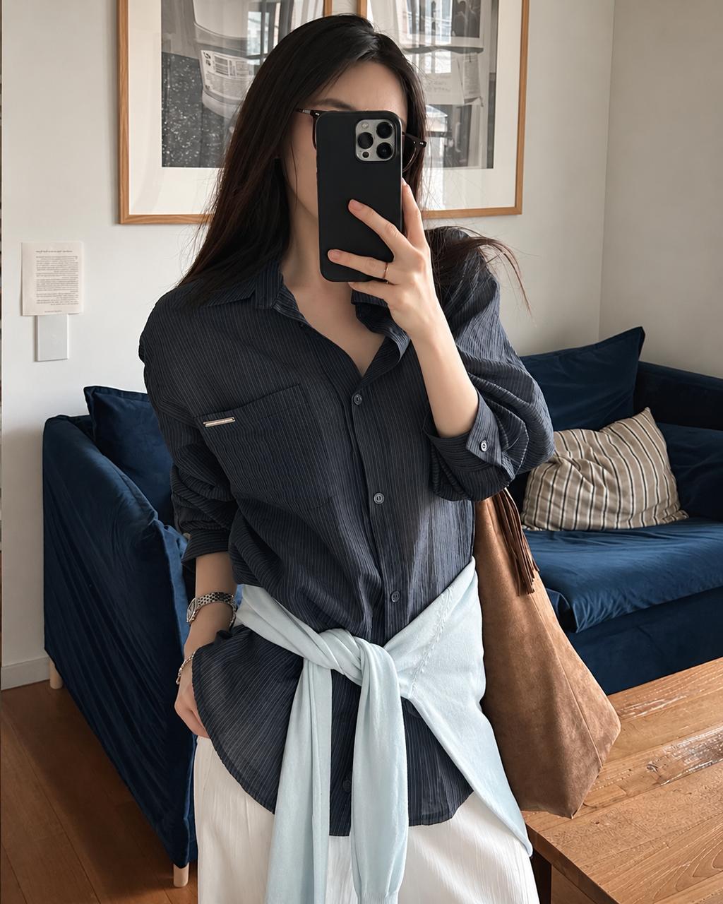 U146 Pressline Stripe Shirt - Navy
