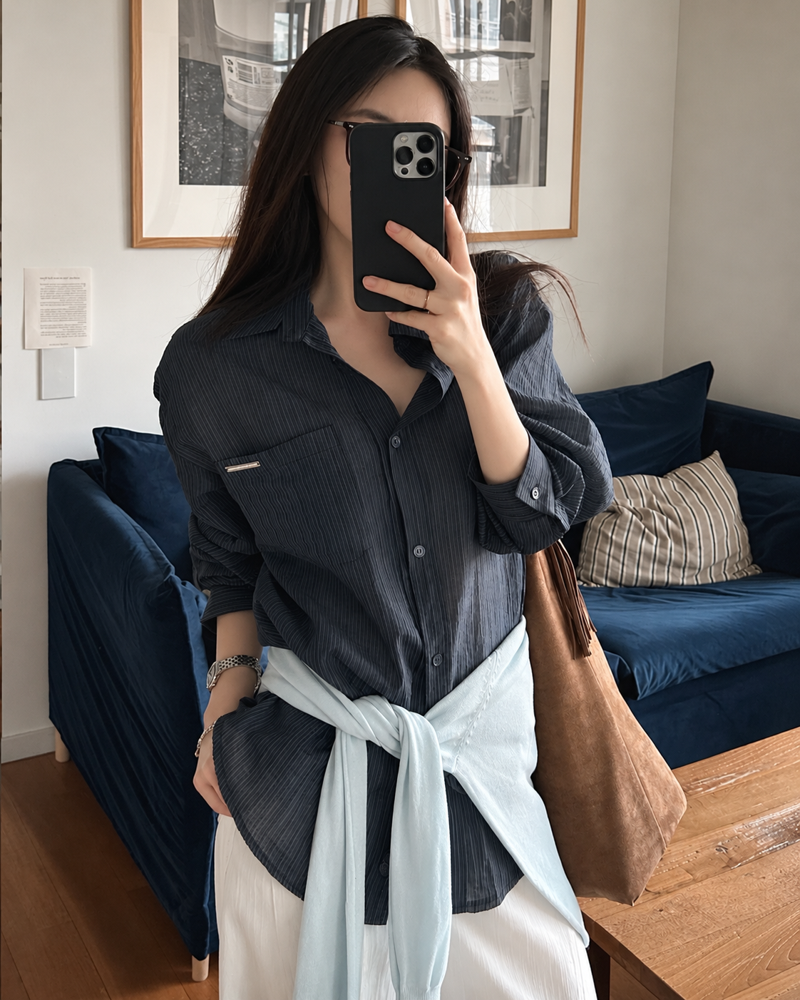 U146 Pressline Stripe Shirt - Navy